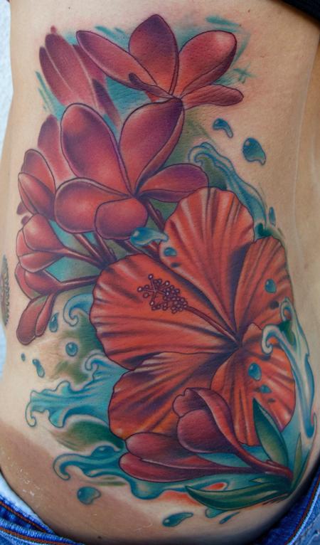 Brent Olson - realistic color hibiscus tattoo. Brent Olson. Art Junkies tattoo
